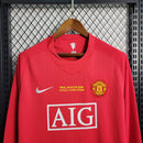 Manga Longa Manchester United Home 2007/08 Retrô Torcedor