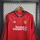 Manchester United Manga Longa Home 2023/24 Infantil