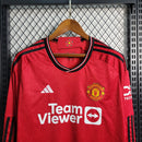 Manga Longa Manchester United Home 2023/24 Torcedor Pronta Entrega